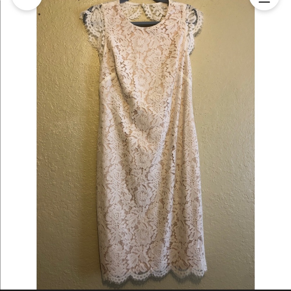 NWT Vince Camuto White Lace Shift dress size 10
